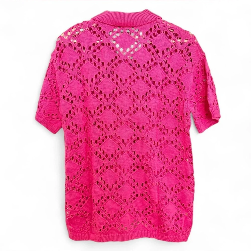 FREE PEOPLE Beach Emily Fauxchet Pink Cardigan {Small} - Picture 3 of 3